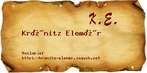 Kránitz Elemér névjegykártya