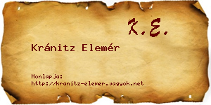 Kránitz Elemér névjegykártya